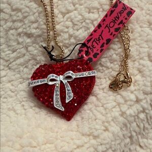Betsey Johnson Red Crystal Heart Necklace